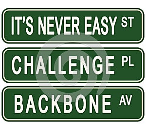 Never Easy Challenge Business Motivational Street Signs