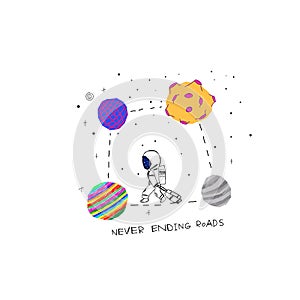 Never ending roads Space Planet Star card