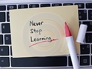 Never stop learning concept to promote lifelong learning