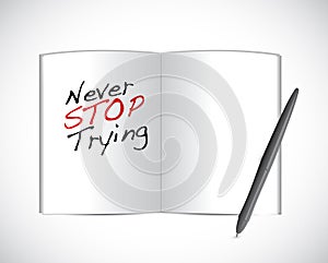 Never stop trying message illustration