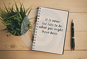 It is never too late to be what you might have been quote