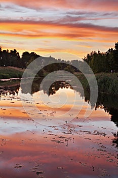 Nevezis River in Panevezys. Lithuania