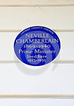 Neville Chamberlain Plaque in London photo