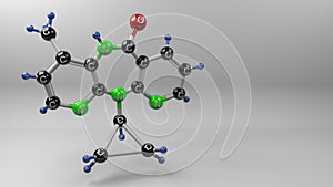 Nevirapine 3D illustration molecule.