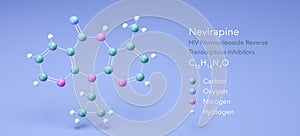 nevirapine molecule, molecular structures, hiv nonnucleoside reverse transcriptase inhibitors, 3d model, Structural Chemical photo