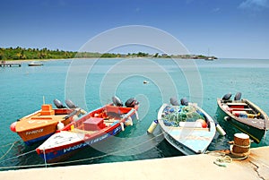 Nevis Harbour Fishing Boats