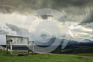 Bench near Commando Memorial and Nevis Range, Scotland