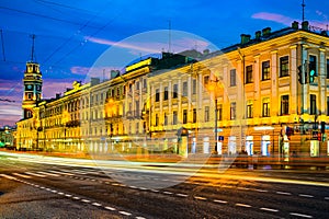 Nevsky Avenue. Urban and historically beautiful city views of Saint Petersburg. Russia