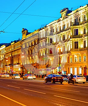 Nevsky night cityscape, Saint Petersburg