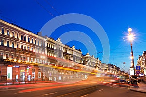 Nevsky prospect at night, St Petersburg