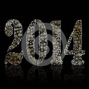 New 2014 year symbol on black backround. Christmas greeting card