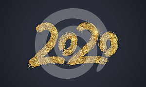 New 2020 year gold tinsel