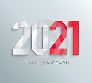New 2021 year greeting card,paper numbers.