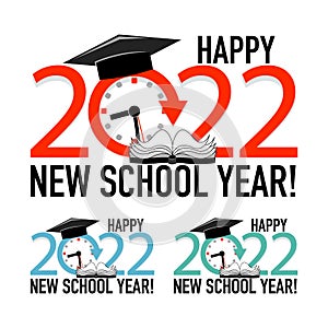New 2022 school year. Back to school.Emblem, sticker. Design for a poster for new school season.