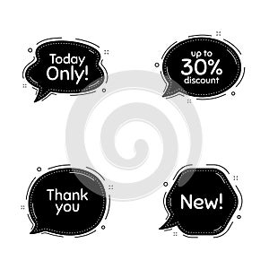 New, 30 percent discount and today only phrases. Vector