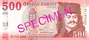 New 500 hungarian forint banknote obverse specimen