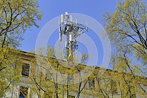 New 5G communication tower on residential building