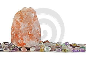 New Age Salt Lamp with Healing Crystal Selection