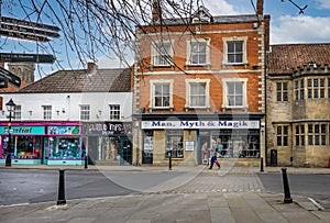 New age shop in the centre of Glastonbury - Man, Myth & Magik and Little Imps Toy Shop  - Glastonbury, Somerset, UK