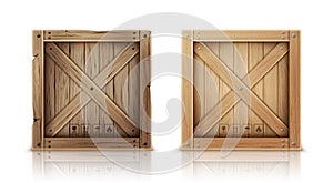 New and aged wooden crate realistic vector photo