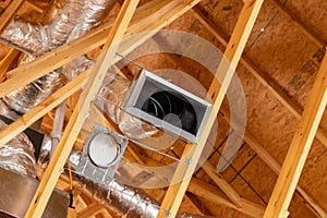 New air conditioner ductwork and vents in new home construction photo