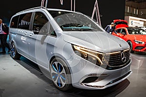 New 2020 all electric Mercedes-Benz EQV concept MPV car at the 89th Geneva International Motor Show. Geneva, Switzerland - March 5