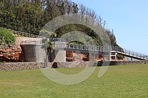 The new Alma Bridge in Sidmouth viewed from the Ham playing fields