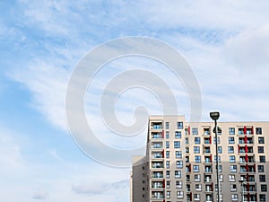 New apartment building in Bucharest against blue sky