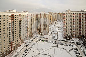 New apartment buildings in Moscow in winter