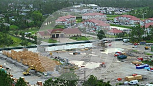 New apartment buildings under construction in American rural area. Development of residential housing in US suburbs