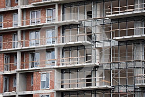 New apartments or flats of concrete being built in Europe