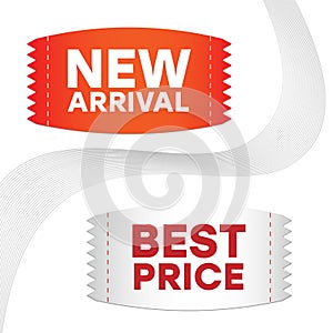 New arrival and best price labels.