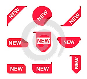 New Arrival Stickers for shop product tags, labels or sale posters and banners vector sticker icons