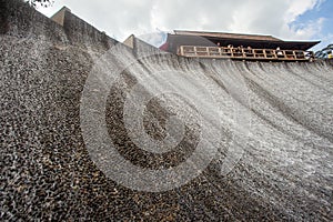 A new artificial waterfall tourist attraction in the Dusun Bambu tourist area in Bandung, West Java, Indonesia. photo