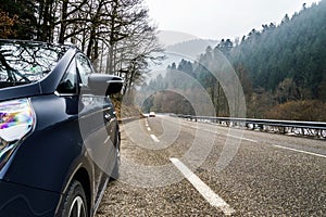 New asphalt auto road in Alsace mountains