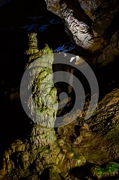 New Athos cave with stalactites and stalagmites in Abkhazia.