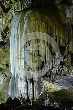 New Athos cave with stalactites and stalagmites in Abkhazia.