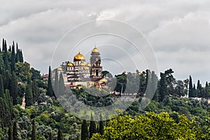 New-Athos monastery on the bank of Black sea in Abkhazia photo