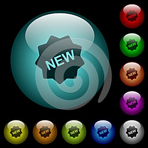 New badge icons in color illuminated glass buttons