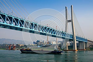 New Baishatuo Yangtze River Railway Bridge under blue sky