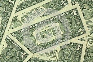 New banknotes of one US dollar background