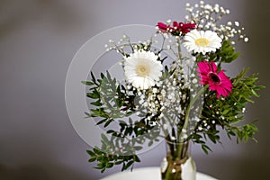 New beginnings Valentines Day bouquet Daisy flowers white red petals loyal love