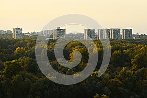 New Belgrade city skyline over the Great War Island forest