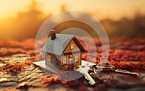 New Big House with Foreground House Keys. Generative AI