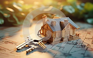 New Big House with Foreground House Keys. Generative AI