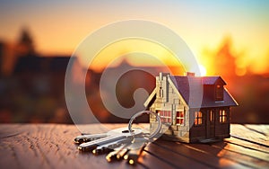 New Big House with Foreground House Keys. Generative AI