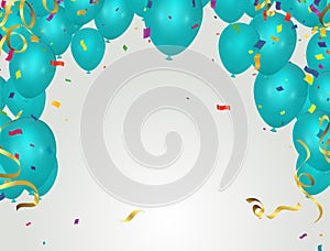New Birthday celebration with balloon blue and ribbon