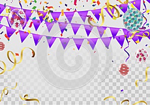 New Birthday celebration with balloon dark blue and ribbon
