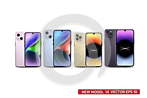 New black model phone realistic vector illustration mock up, 3d graphic view Mock up of popular phone generation in fourteen gen,