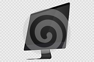 New black realistic 3d computer display isolated on transparent background. Vector realistic empty computer monitor, pc display